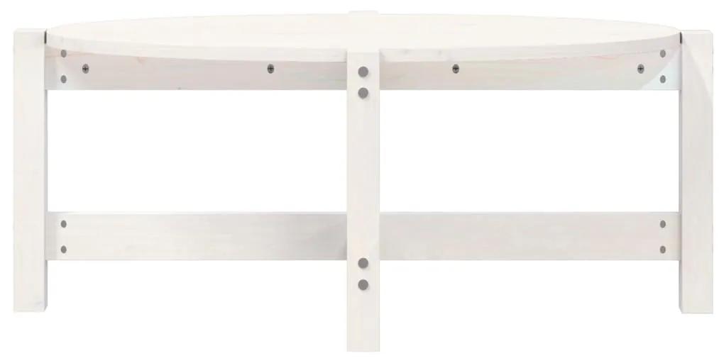 Tavolino da salotto bianco 87x48x35cm in legno massello di pino