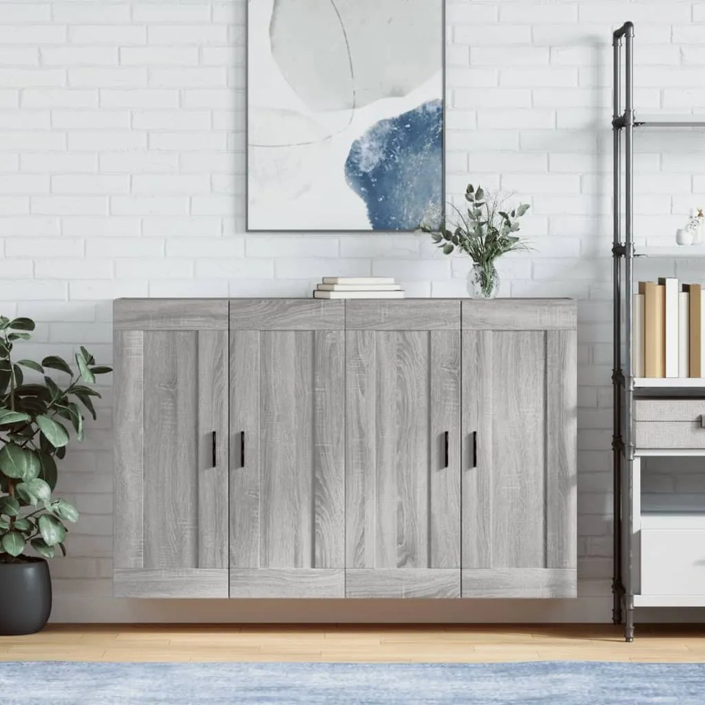 Armadietti A Parete 2 Pz Grigio Sonoma İn Legno Multistrato /