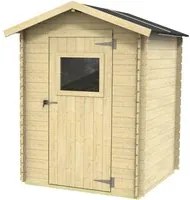 Casetta Box da Giardino per Attrezzi 146x132 cm con Porta Finestrata in Legno Naturale