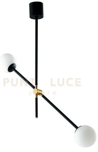 Lampadario a sospensione antitesi nera e oro 2 luci attacco e14 91x...