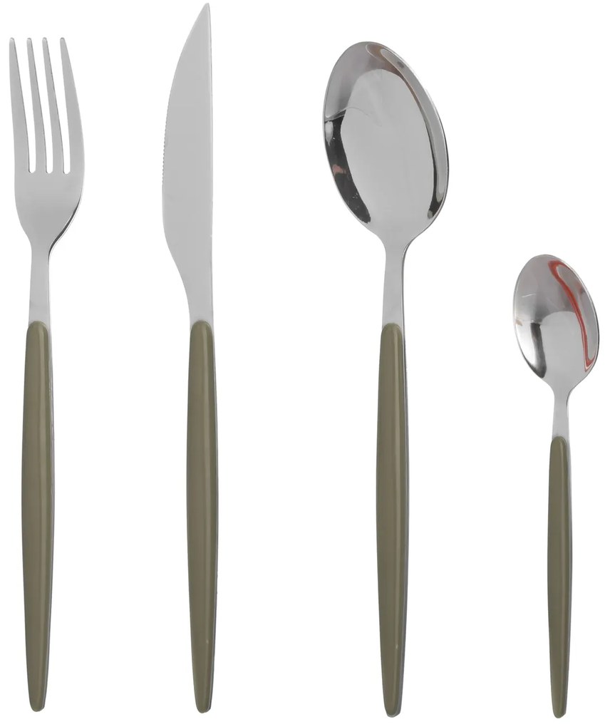 Set 16 posate acciaio inox manico taupe Marea