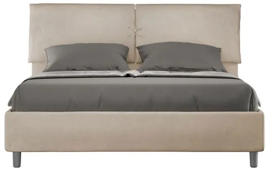 Letto contenitore da 160x190 in microfibra sabbia Mados