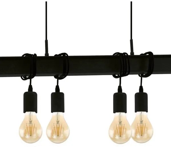 Eglo 43712 - Lampadario a sospensione con filo TOWNSHEND 6xE27/60W/230V nero