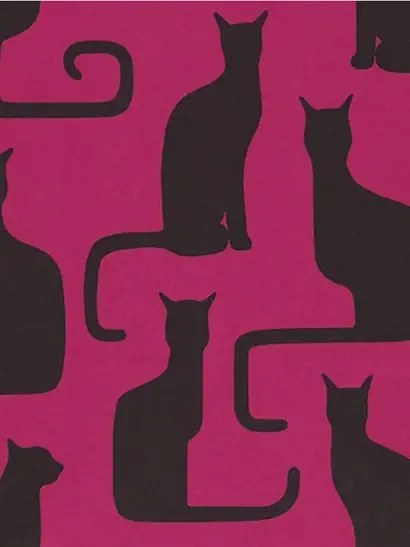 Tapete Omega Cats - Vintage Tapete von Sanderson - magenta