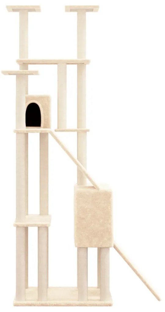 Albero per gatti con tiragraffi in sisal crema 190 cm