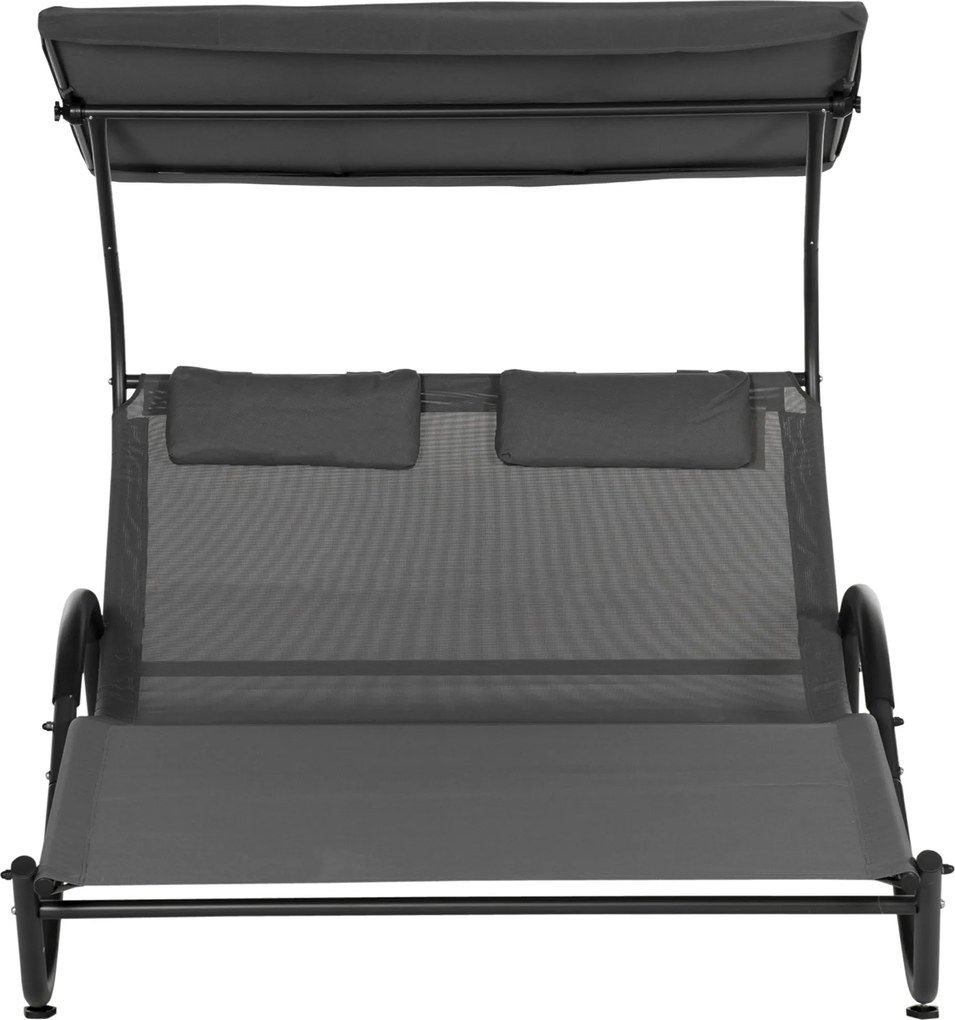 Lettino Prendisole 2 Posti da Giardino 200x137x138 cm con Tetto Parasole in Acciaio Grigio...