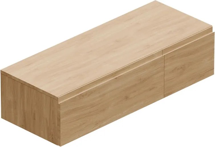 Mobile da bagno sospeso Step con top L 120.3 x H 30 x P 46 cm rovere oak liscio, 2 cassetti
