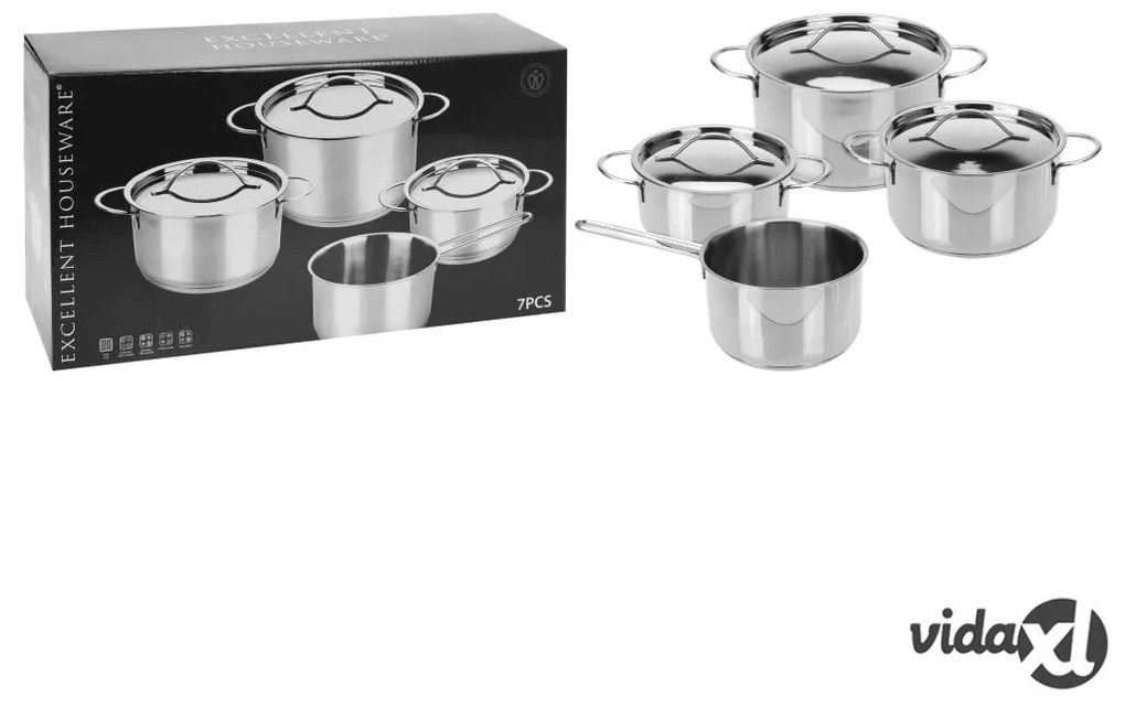 Excellent Houseware Set di Pentole 7 pz in Acciaio Inox 6 mm