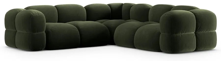 Divano angolare verde con rivestimento in velluto Loretto – Cosmopolitan Design