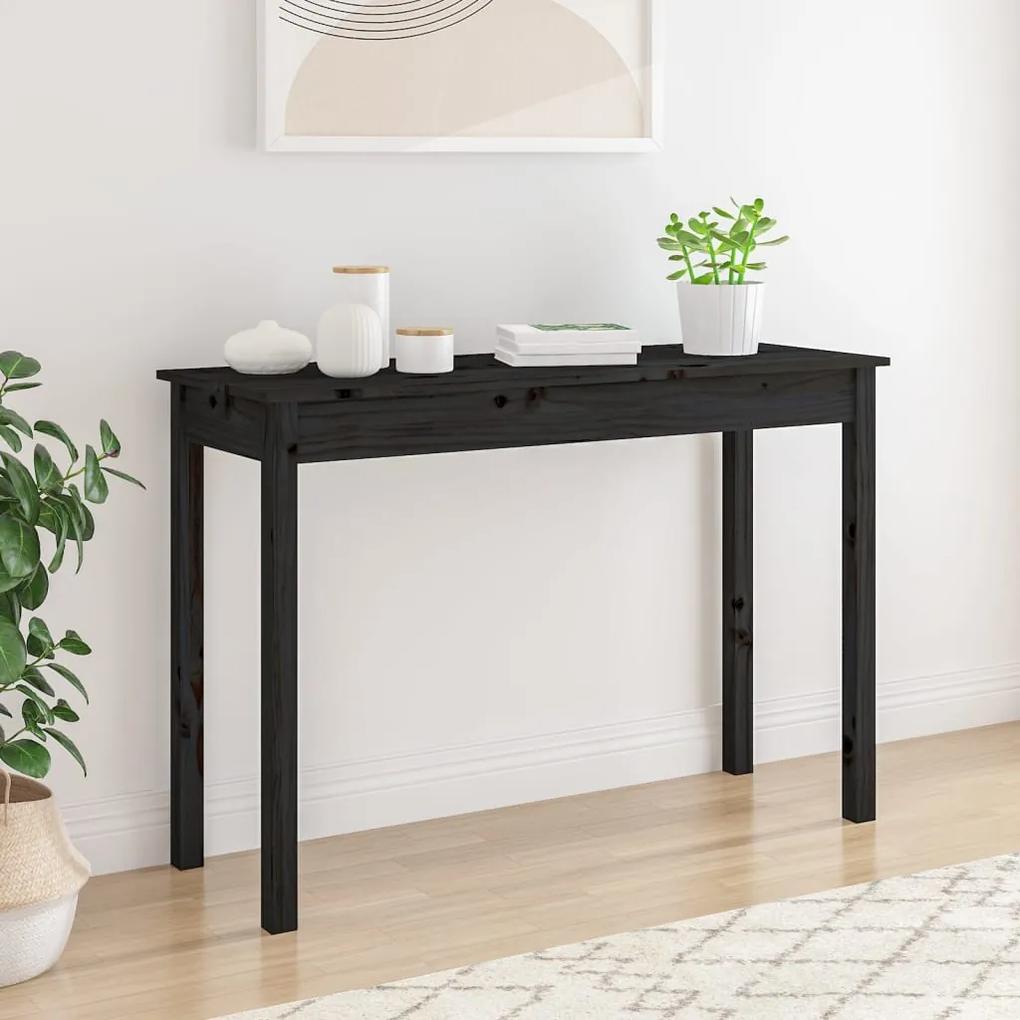 Tavolo consolle nero 110x40x75 cm in legno massello di pino