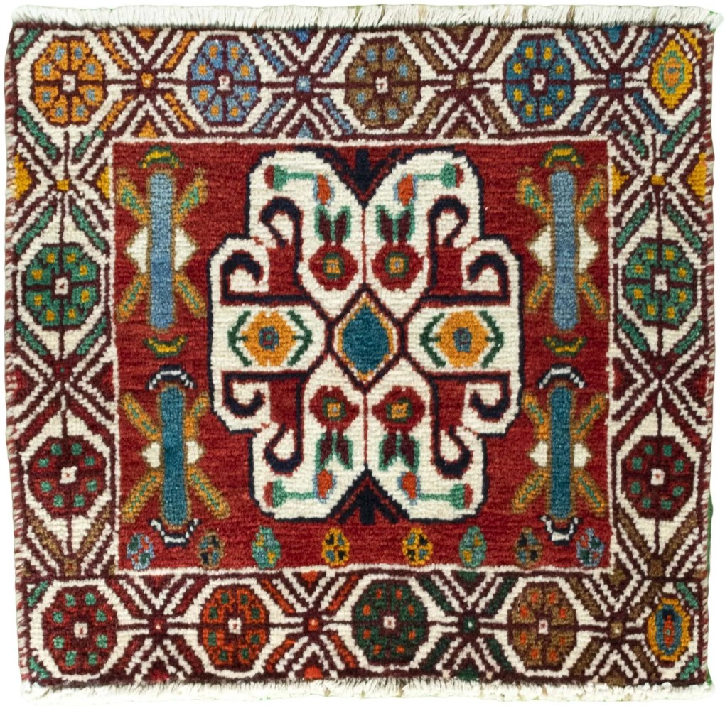 Shiraz Tappeto 40x40 Rosso (Iran) Annodato A Mano