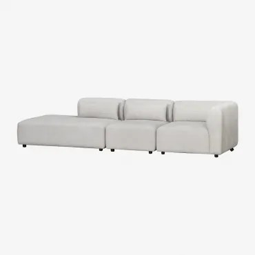 Divano Angolare Modulare In 3 Pezzi Fogler Con Chaise Lounge Tessuto Grigio Chiaro - Sklum