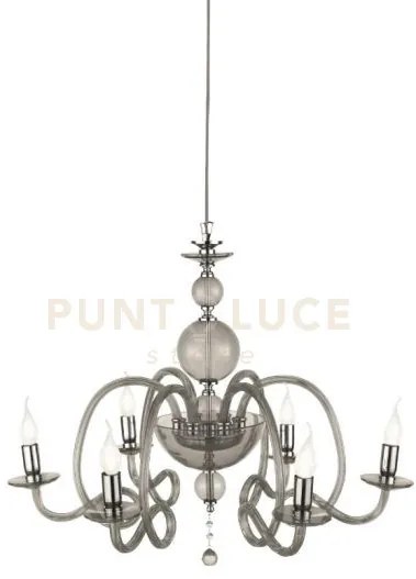 Lampadario vivaldi 6 luci fume' cromo attacco e14 d.75cm