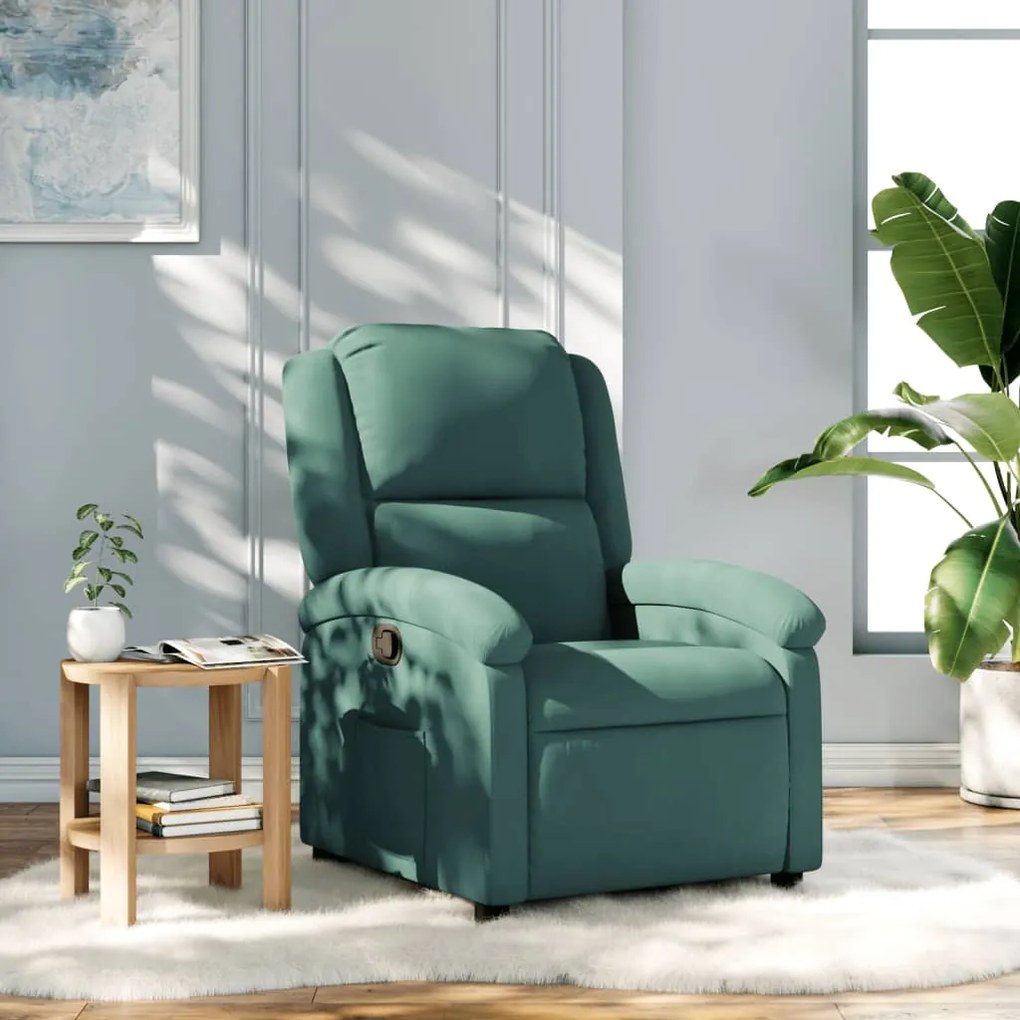 Poltrona Reclinabile Verde Scuro İn Velluto /