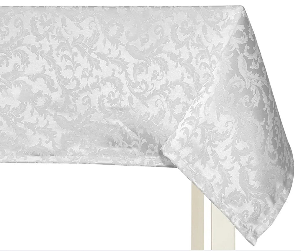 Tovaglia bianca damascata 140x220 cm jacquard