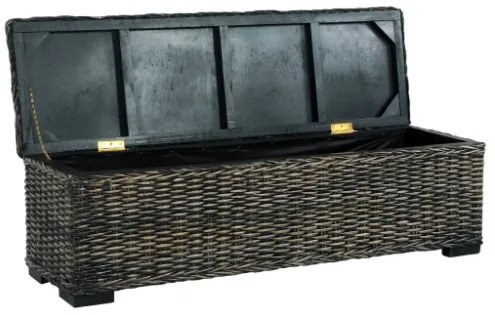 Scatola Portaoggetti 120 cm Nera Rattan Kubu e Massello Mango