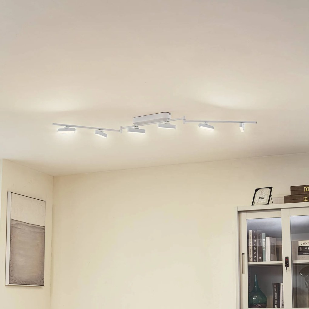 Faretto LED Lindby Eldrin, bianco, 26,7W, a 6 luci, 150 cm