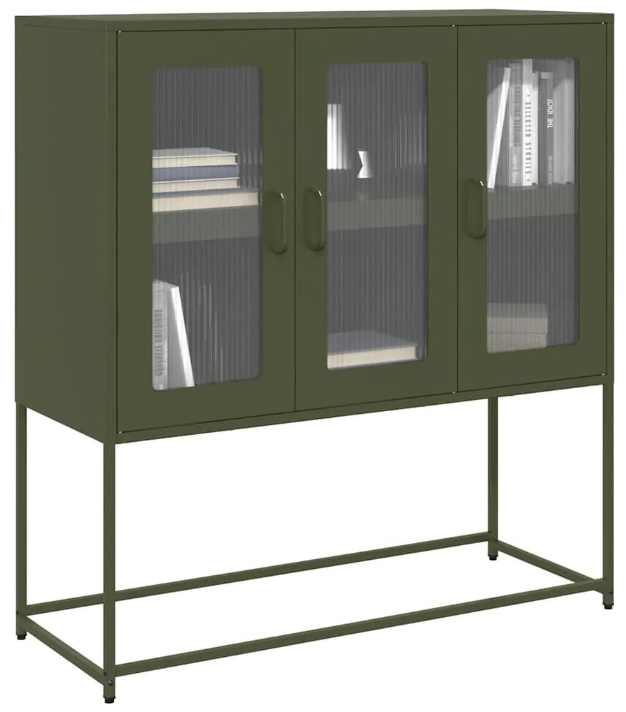 Credenza Verde Oliva 100,5x39x107 Cm Acciaio Laminato A Freddo /