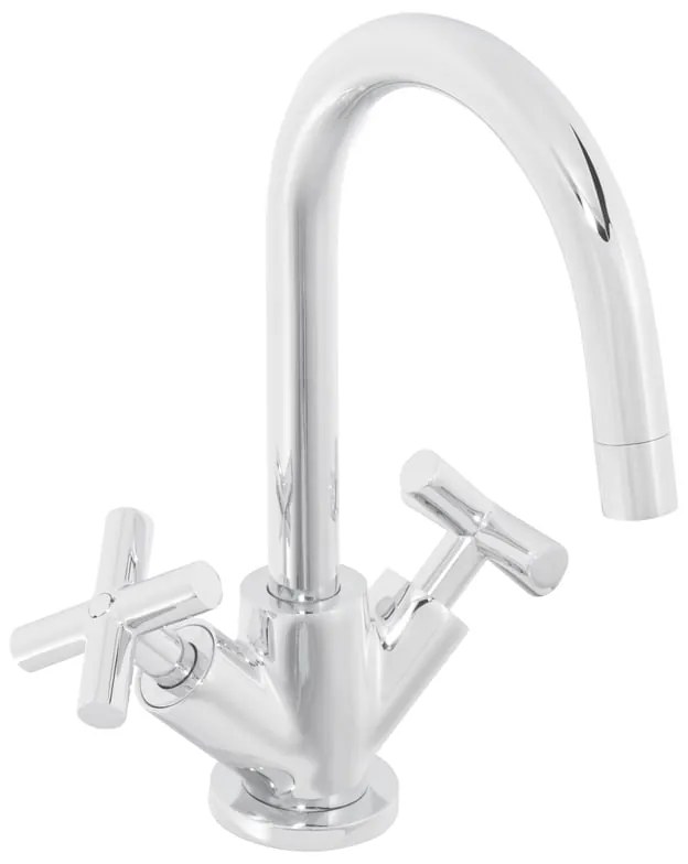 Rubinetto per lavabo a canna media getto laminare cristallino Nosu cromato lucido SENSEA H 26 cm