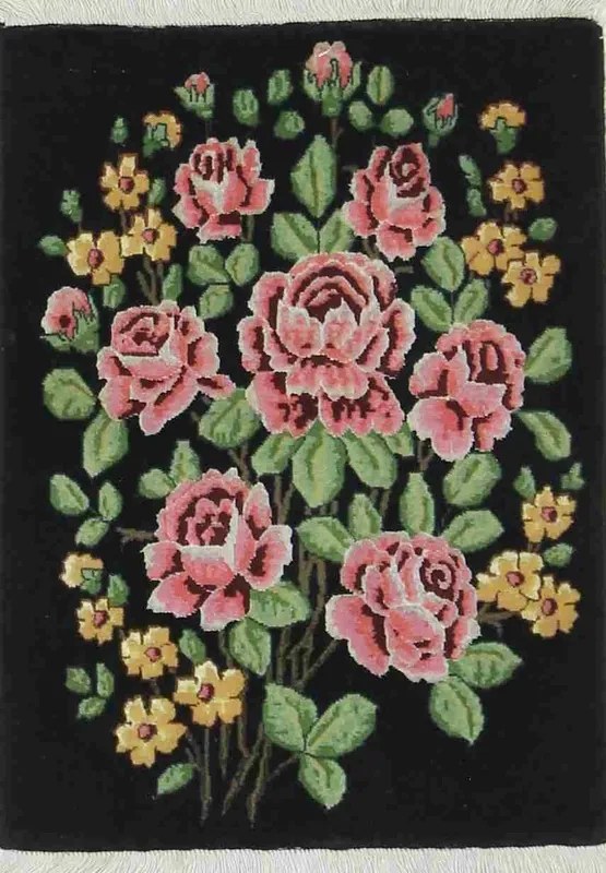 Tabriz Tappeto persiano 70 x 50 Nero (Iran) Annodato A Mano
