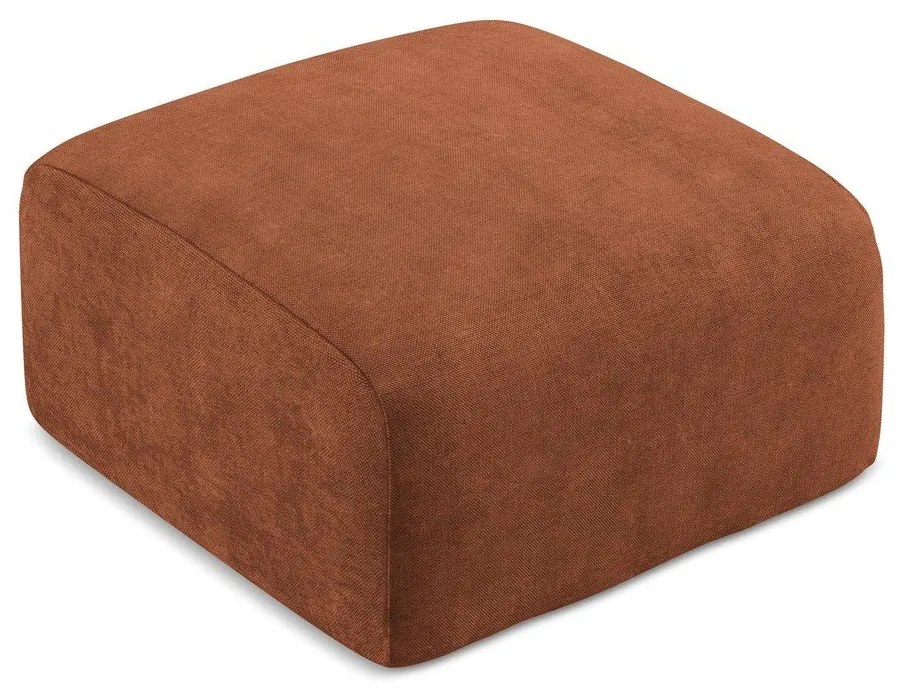 Poggiapiedi color terracotta con rivestimento in ciniglia Leila – Makamii