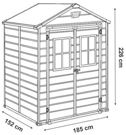 Casetta Da Giardino In Resina 185x152x226H Cm Manor 6x5 Nero Keter Finestre Frontali