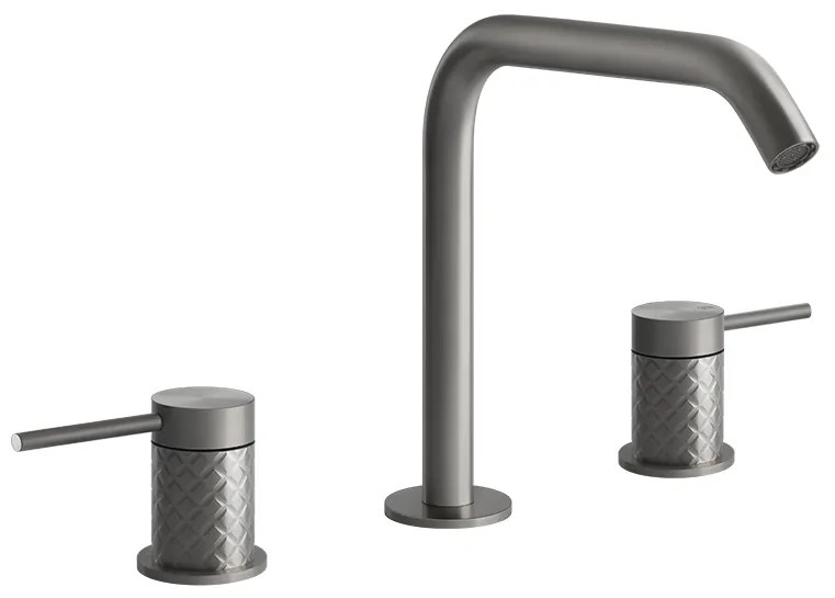 Gruppo lavabo 3 fori con bocca senza scarico steel brushed intreccio 54112 Gessi