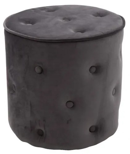 Pouf SANTA CRUZ grigio in velluto e bottoni