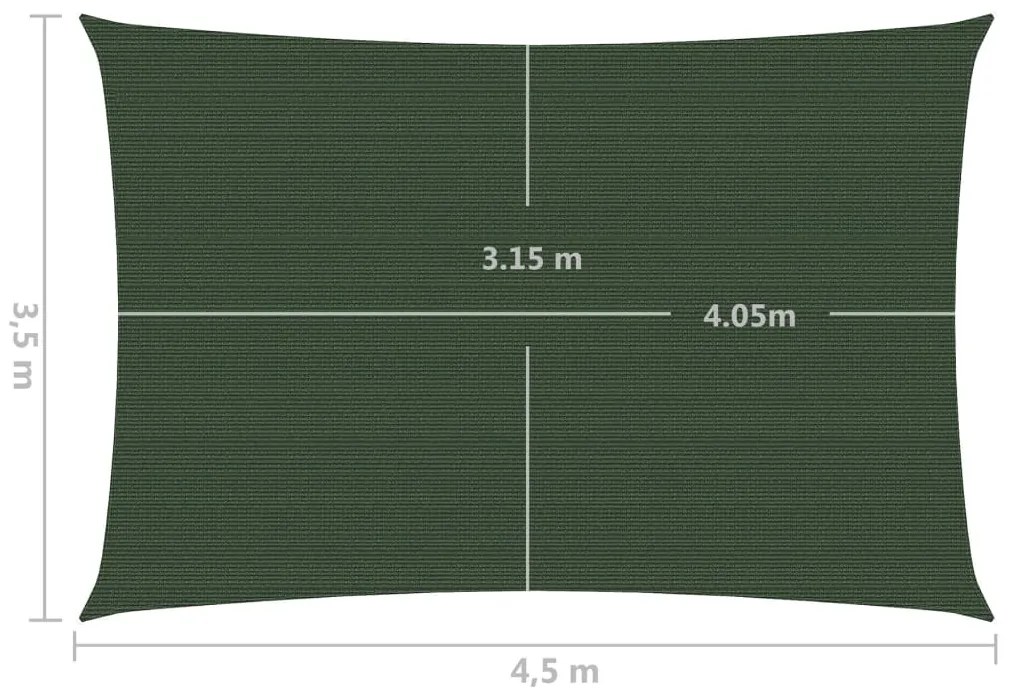 Vela Parasole 160 g/m² Verde Scuro 3,5x4,5 m in HDPE