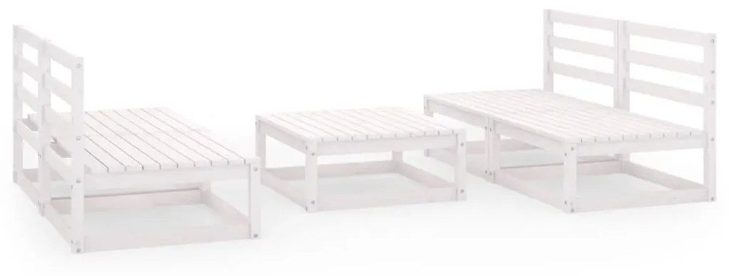 Set divani da giardino 5 pz bianco in legno massello di pino