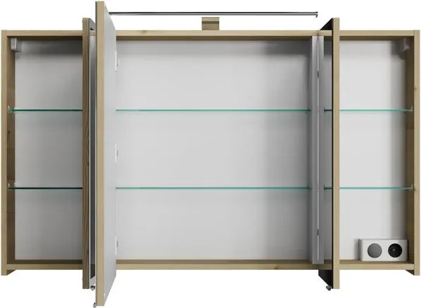 Specchio Contenitore Con Illuminazione Cassca PELIPAL legno caldo L 120 x H 70 x P 17 cm