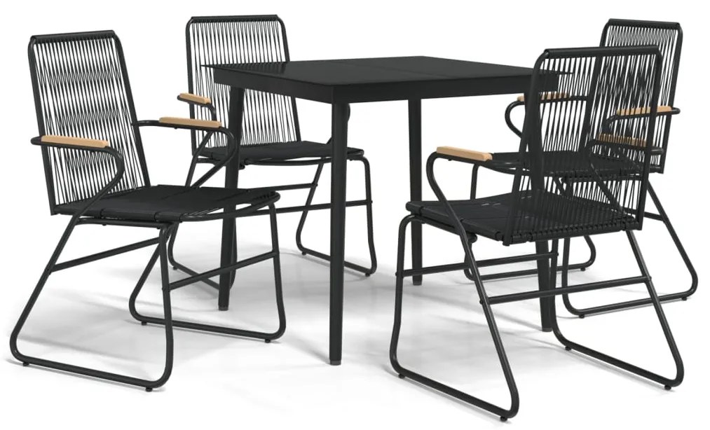 Set da pranzo da giardino 5 pz nero in rattan pvc