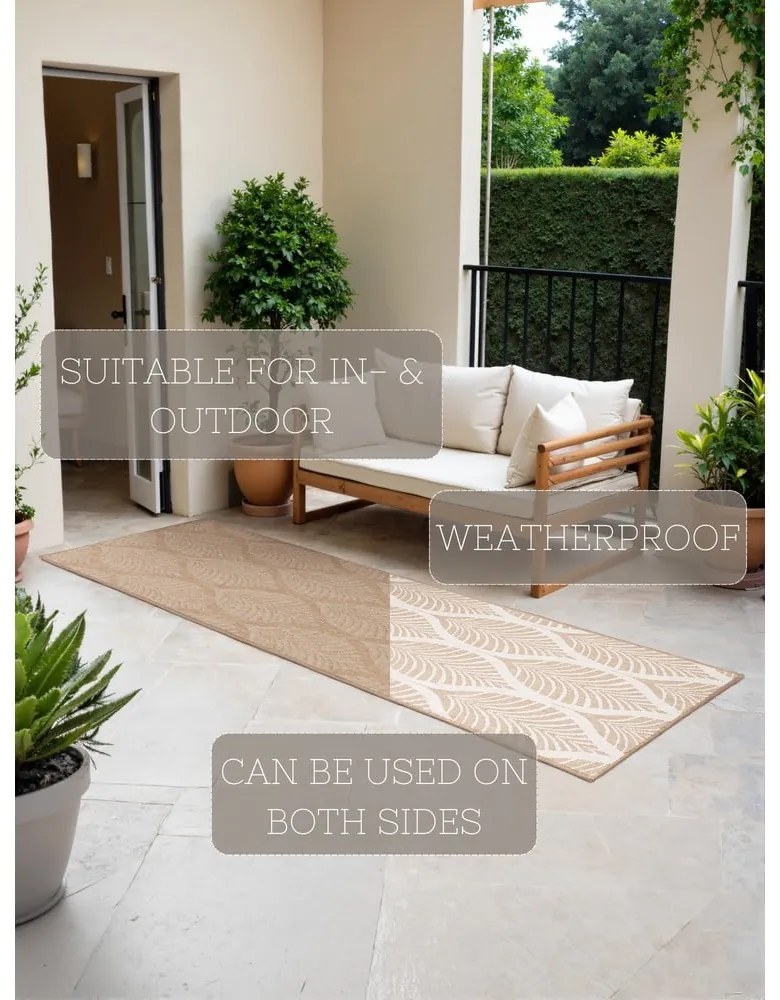 Passatoia da interno ed esterno beige/avorio 80x250 cm Duet Liora – NORTHRUGS