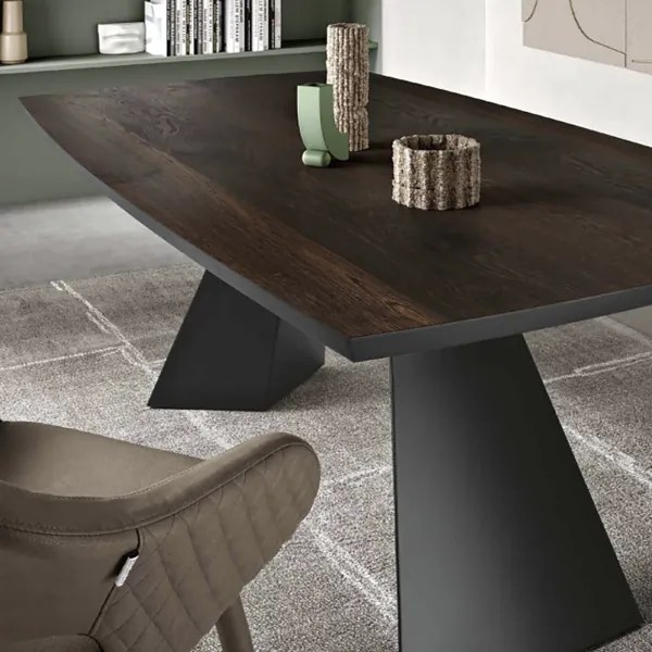 Tavolo fisso 160 cm con piano in Rovere Termico GILMOUR