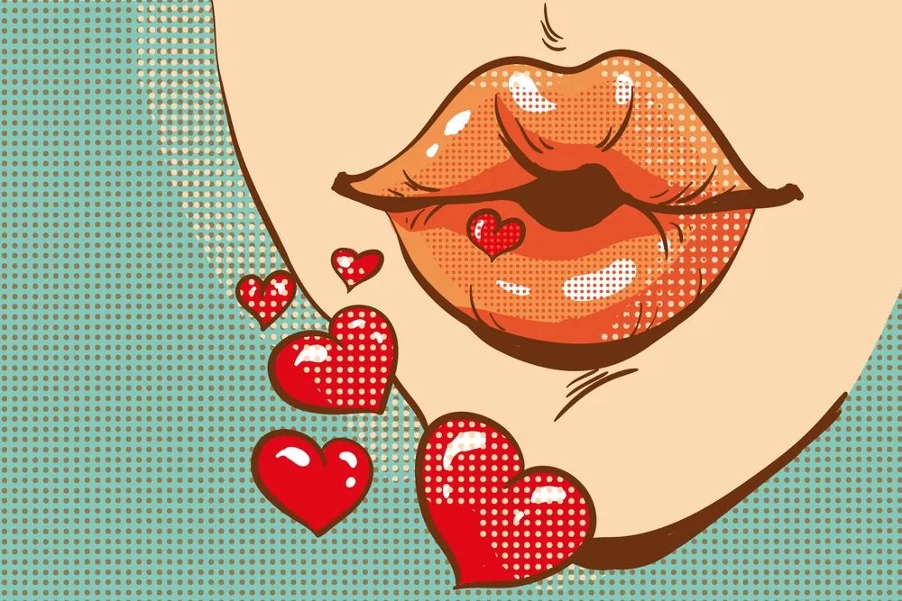 Carta da parati – Bacio pop art pieno d'amore