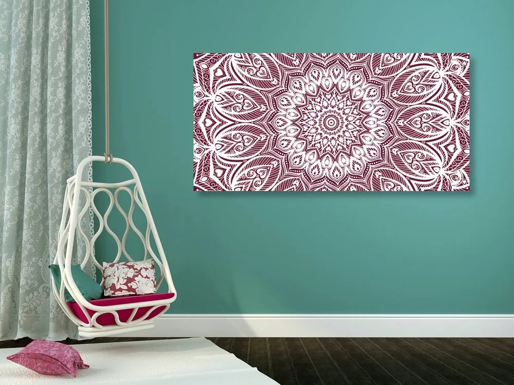 Quadro su tela – Mandala armonia su sfondo rosa