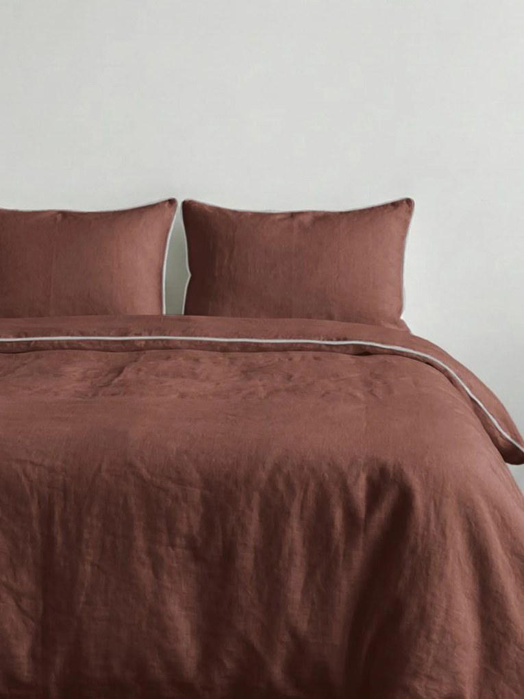 Set di 2 biancheria da letto in lino Chocolate White