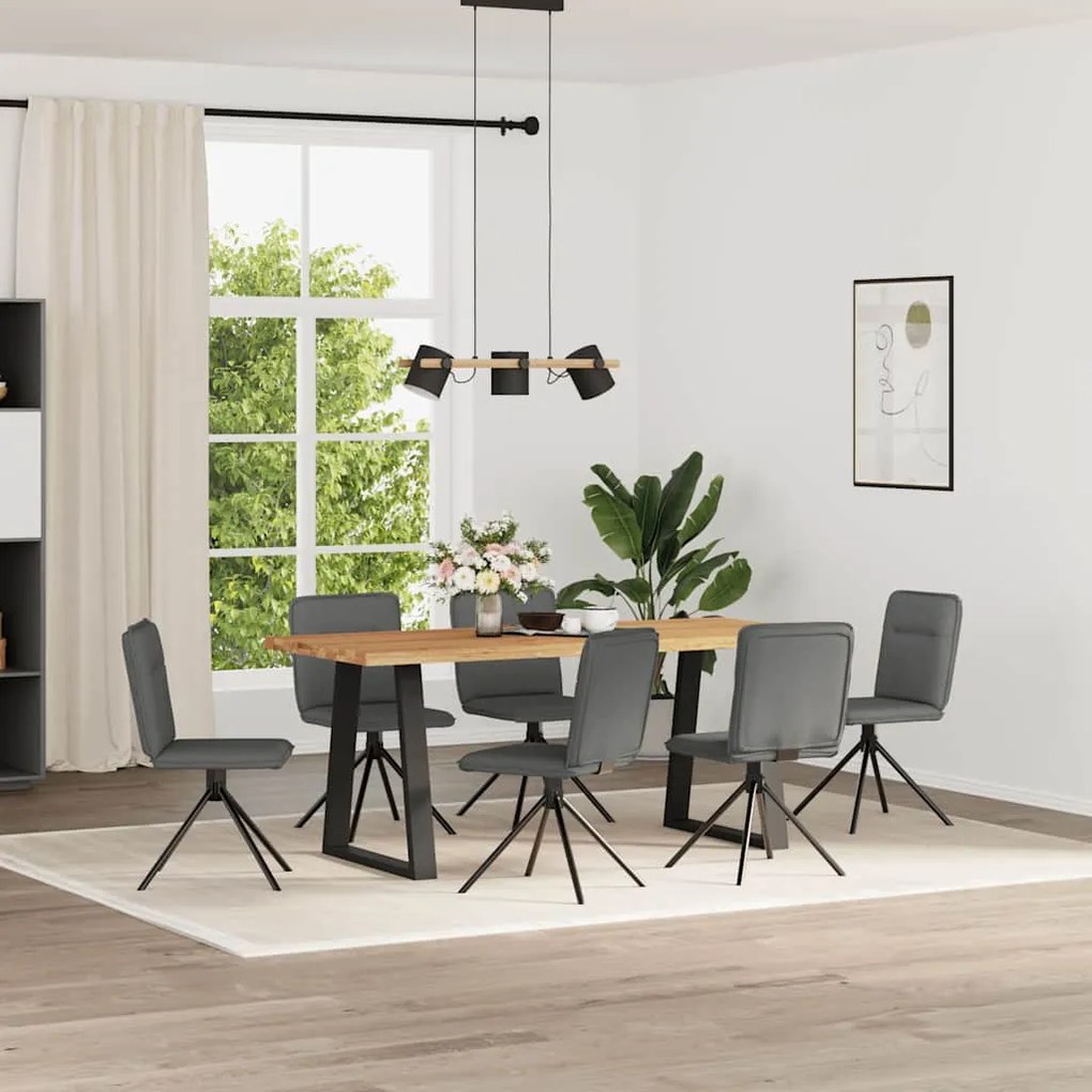 Sedie Da Pranzo 6 Pz Grigio Scuro İn Tessuto /