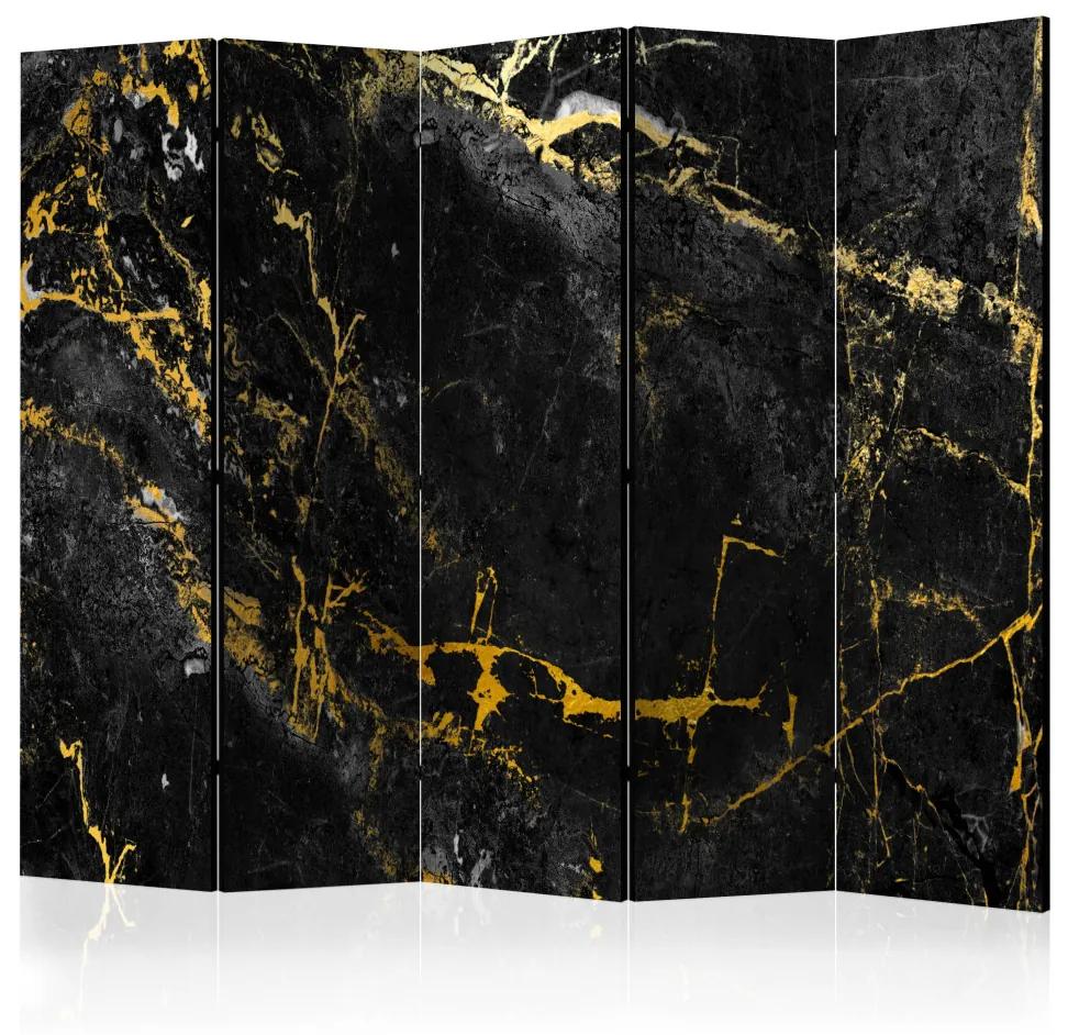 Paravento Eleganza nera II (5 pezzi) - texture di marmo nero