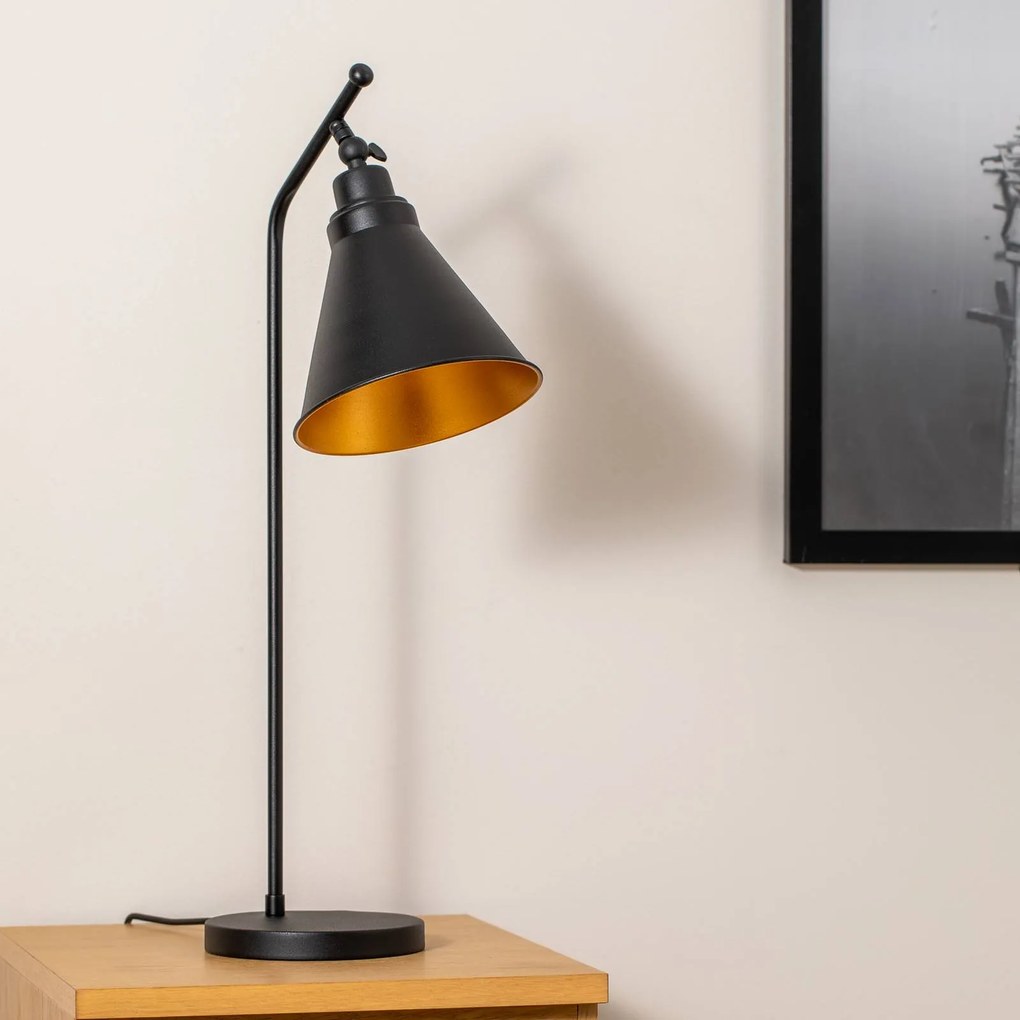 Opviq Lampada da tavolo Sivani MR-608, nero/oro, metallo, altezza 50 cm