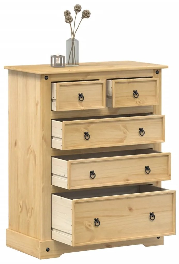 Cassettiera Corona 92x48x114 Cm İn Legno Massello Di Pino /