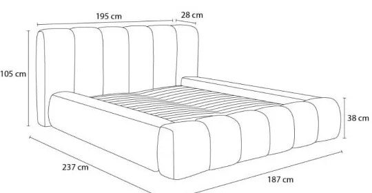 Letto matrimoniale imbottito beige contenitore e rete inclusi 140x190 cm Denali - Bobochic Paris