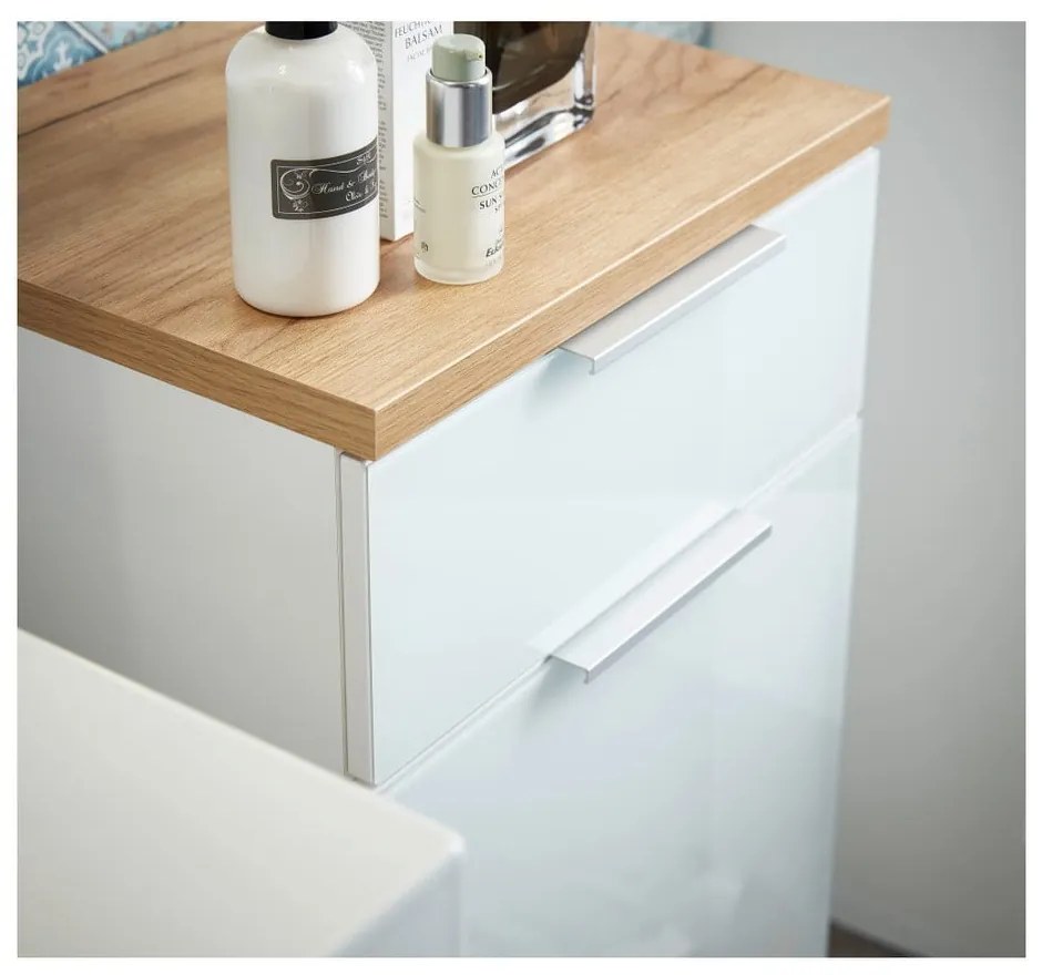 Mobile da bagno basso in rovere bianco naturale 39x86 cm Pescara - Germania