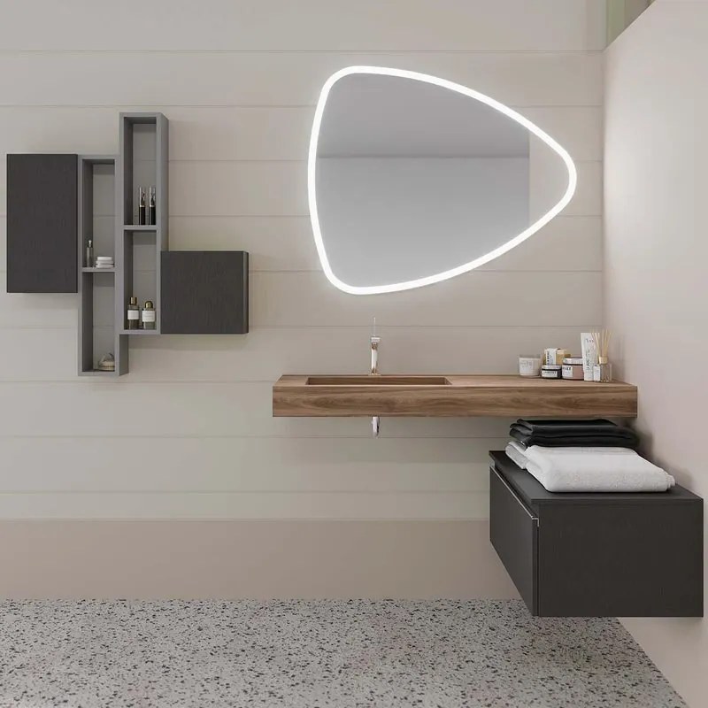 Pensile bagno Ofset grigio in mdf apertura da sinistra P 15 x L 15 x H 80 cm