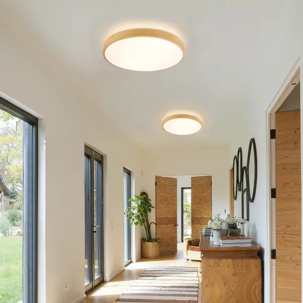 Brilagi-LED Lampada dimmerabile GLASS POOL DOUBLE LED/48W/230V 40 cm finitura legno + telecomando