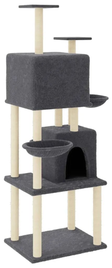 Albero per gatti con tiragraffi in sisal grigio scuro 180 cm