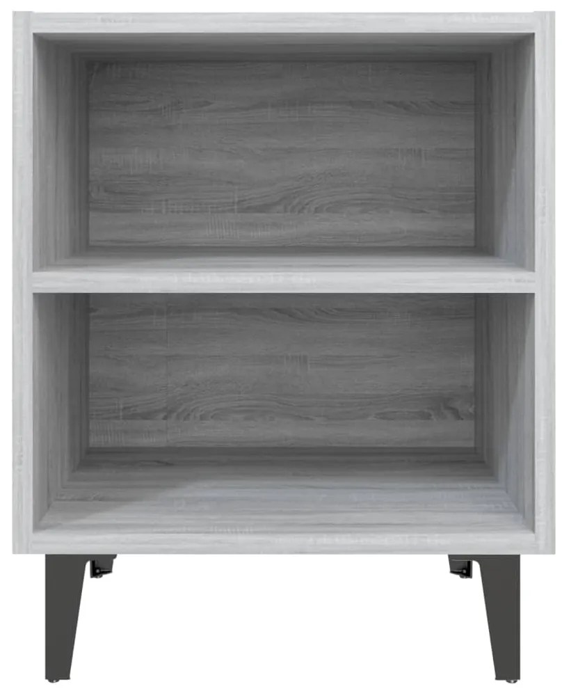 Comodini Gambe in Metallo 2 pz Grigio Sonoma 40x30x50 cm