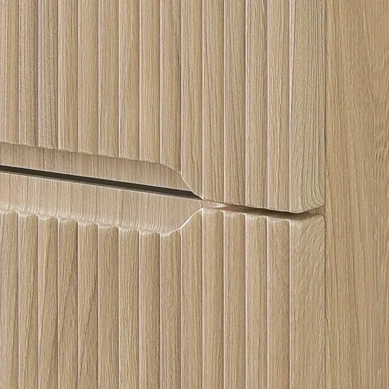 Mobile bagno sospeso 80 cm rovere chiaro cannettato con specchio Bali