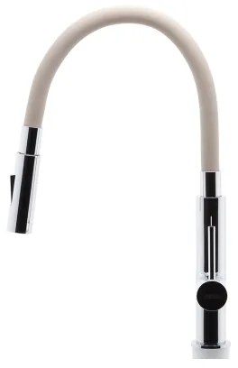 FERRO - Rubinetto per lavello con braccio flessible cromo lucido/beige