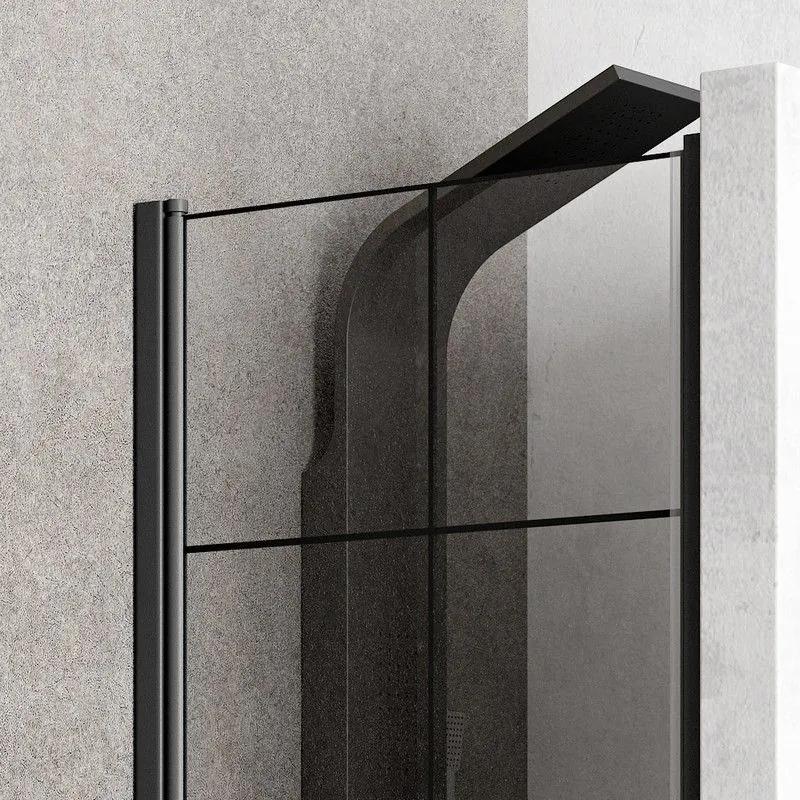 Kamalu - nicchia doccia battente 90 cm telaio nero e serigrafia nera nico-b3000
